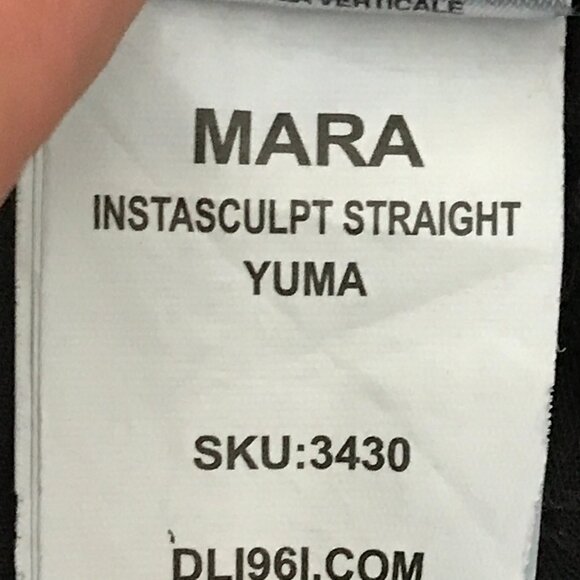 DL1961 Mara Instasculpt Straight Jeans Women 24 Blue Mid Rise Dark Wash Raw Hem - Picture 5 of 12